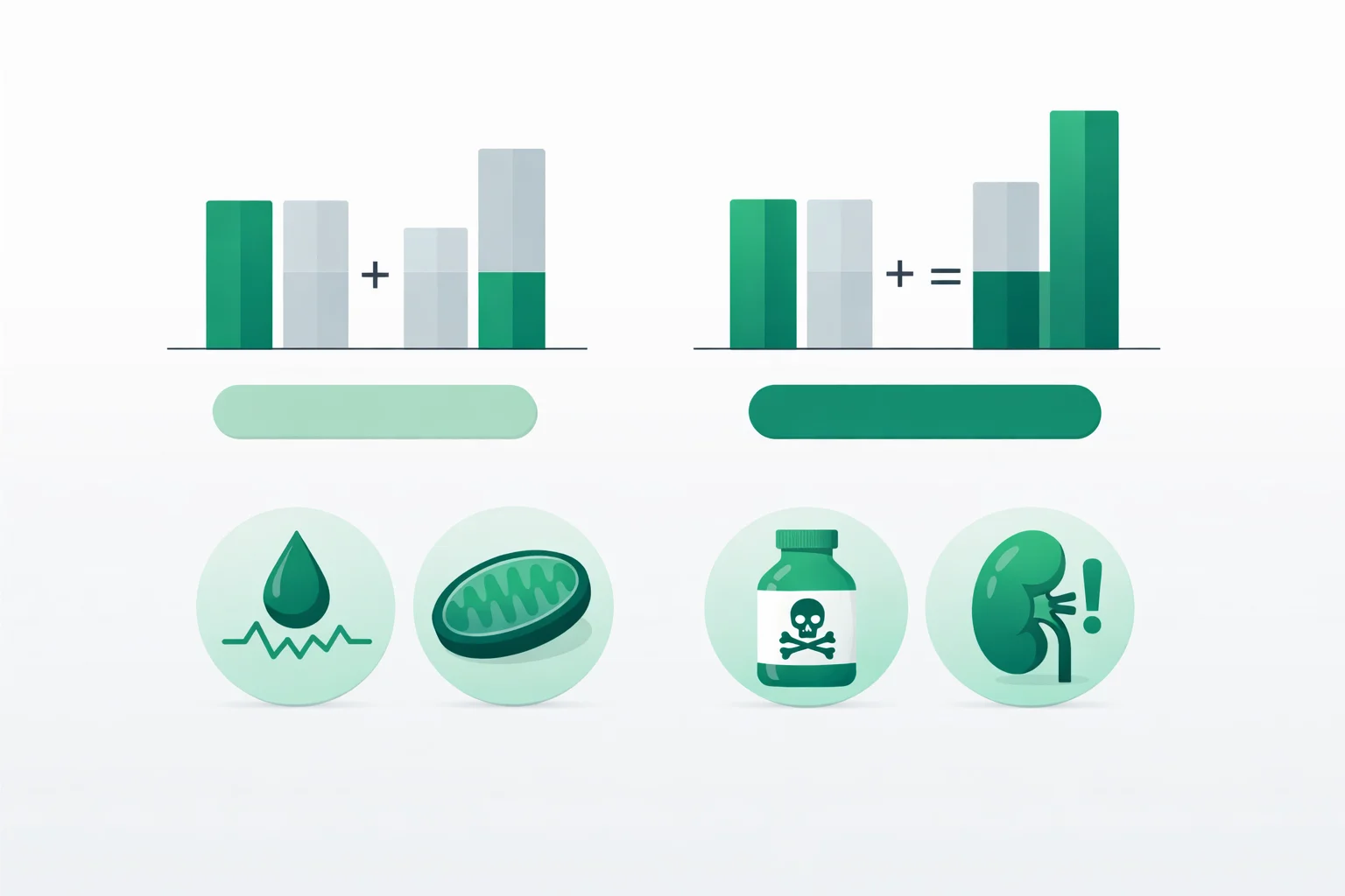 Diagram showing the anion gap calculation from a serum electrolyte panel with normal versus elevated ranges and common high anion gap acidosis causes.