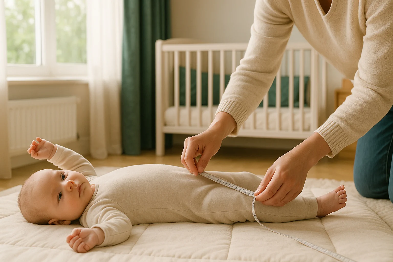 Chart from the baby length percentile calculator showing WHO length-for-age curves, your value and percentile, with guidance to monitor stature trends over time