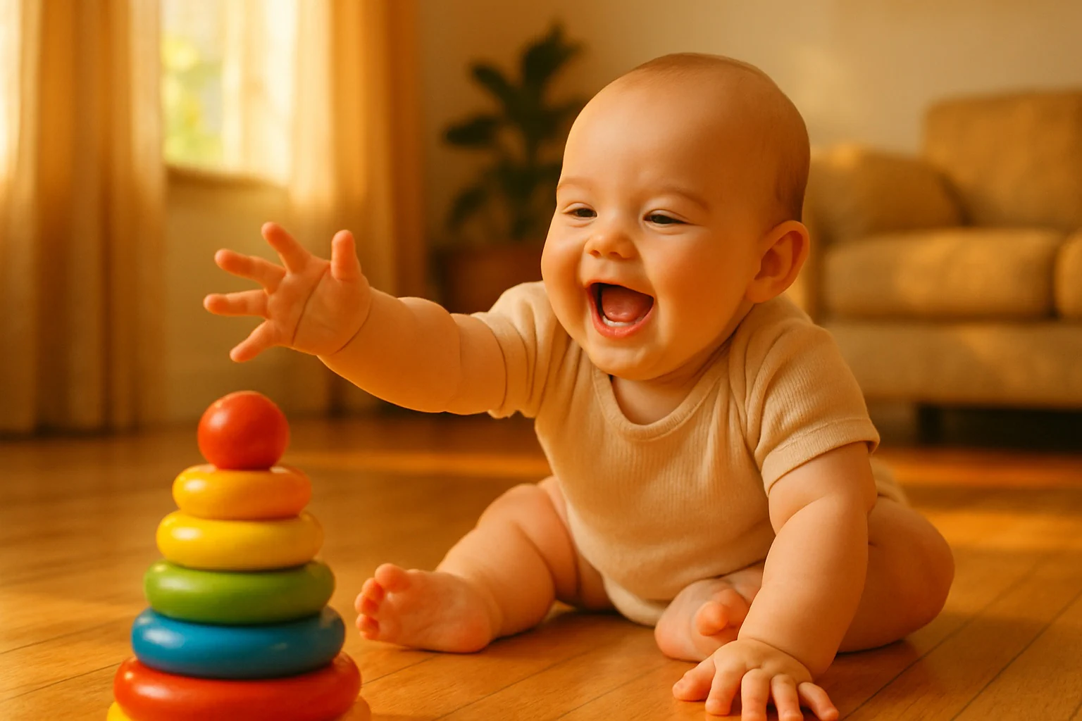 Visual timeline from the baby milestone calculator showing early, typical, and later windows by category, with today’s corrected age highlighted for planning.