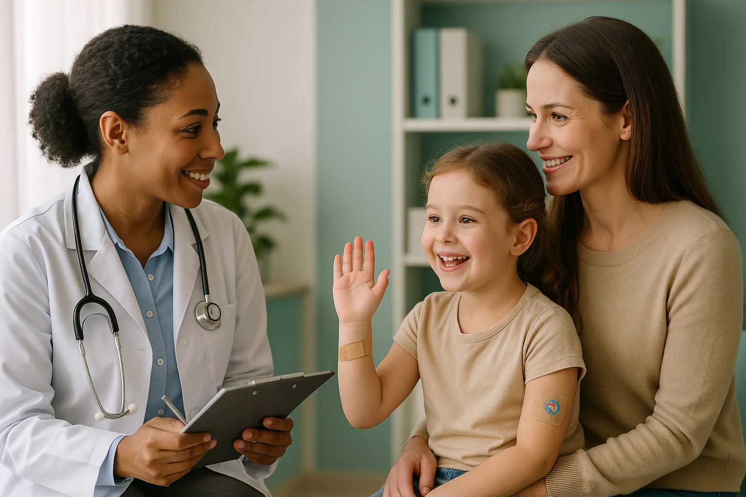 Checklist from the child immunization schedule calculator listing upcoming doses with minimum intervals, booster notes, and a printable summary for visits.