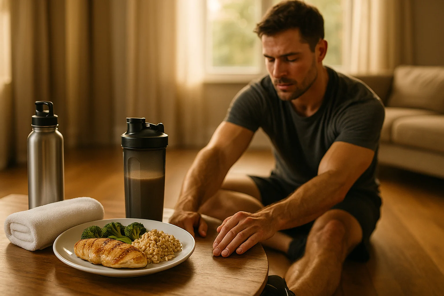 Clean view of the post workout recovery calculator with cooldown steps, protein and carb targets, fluid needs, and sleep timing to guide fast recovery today.