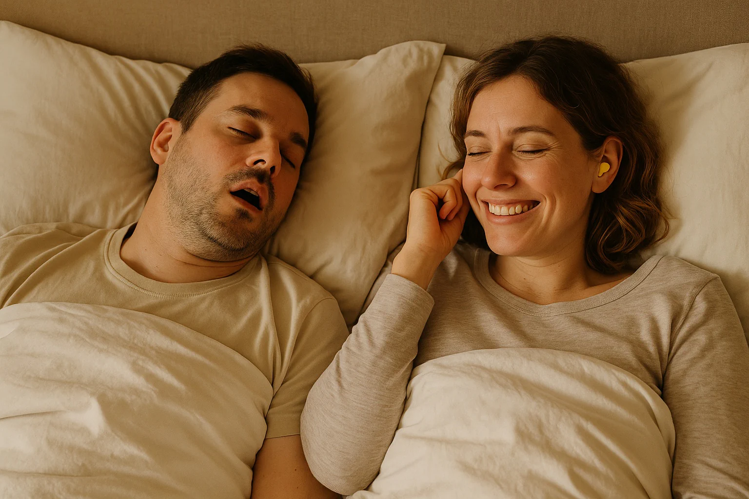 Screenshot of the snoring calculator showing STOP‑Bang score, snoring frequency and loudness inputs, and a results panel with risk level and triggers.