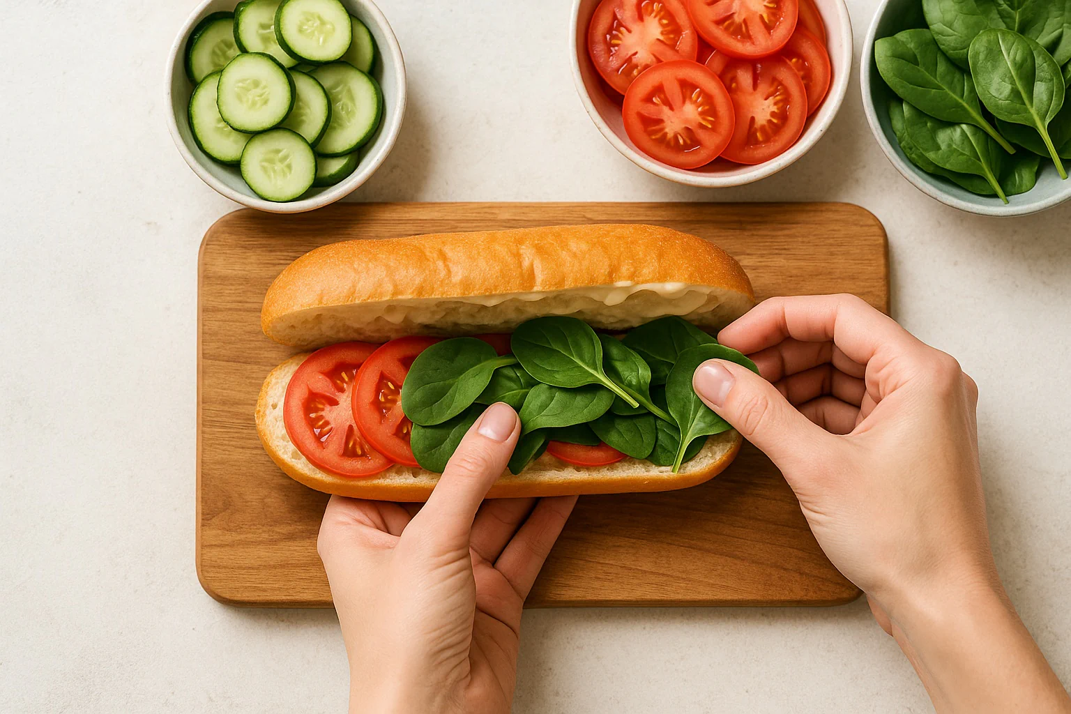 A mobile‑friendly Subway calorie calculator showing calories that update as you choose 6-inch or Footlong, bread, protein, cheese, veggies, and sauces.