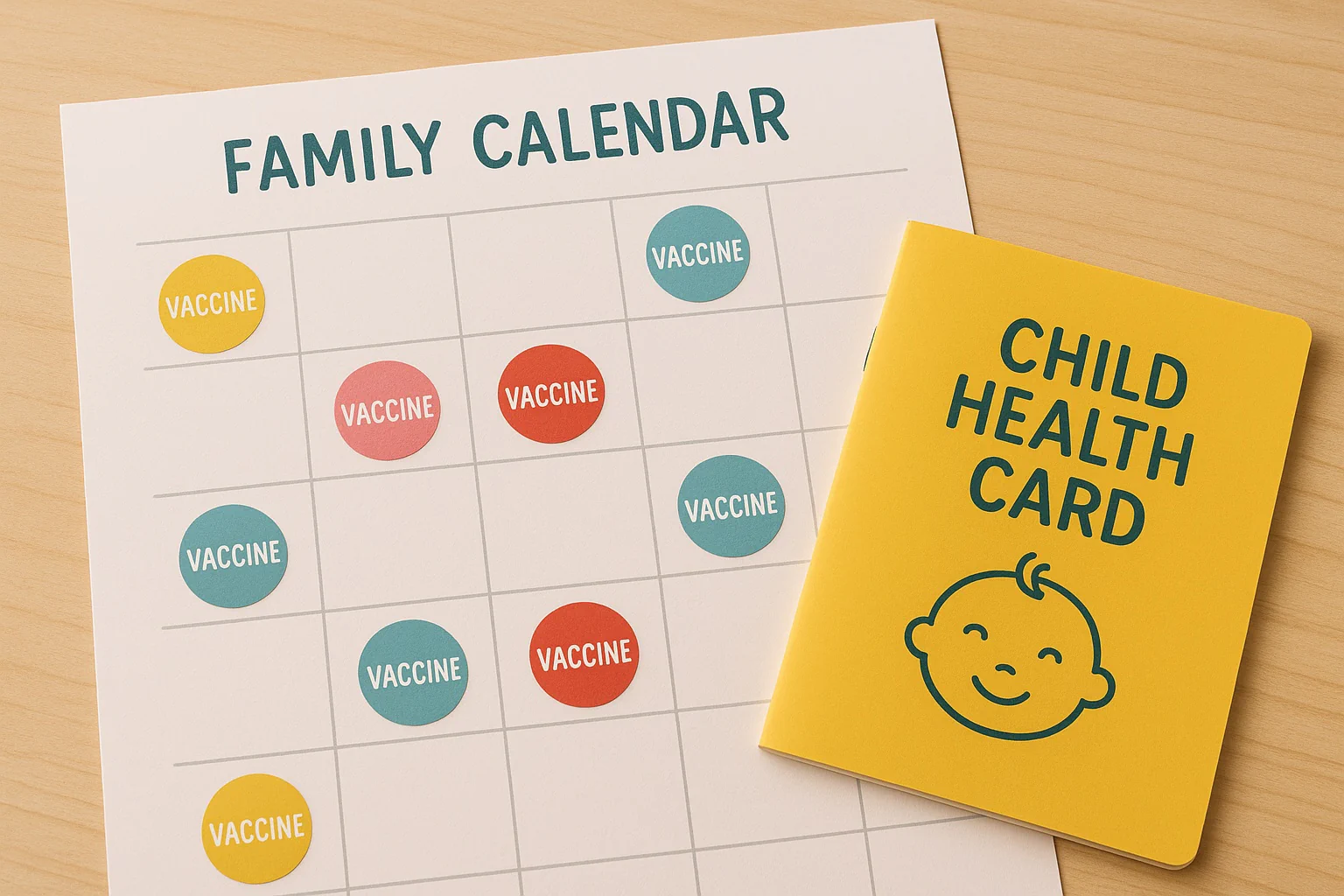 A simple vaccination schedule calculator timeline for kids that shows doses by age with target dates and due windows, plus annual reminders to stay on track.