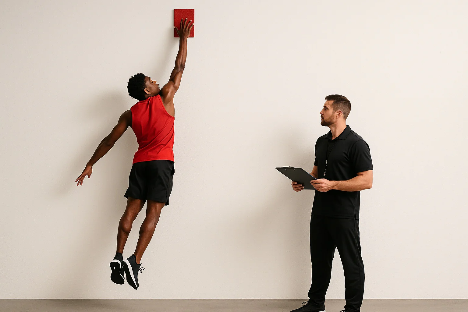 The vertical jump calculator estimates jump height from reach or hang time, shows results in inches and centimeters, and includes a simple power estimate.